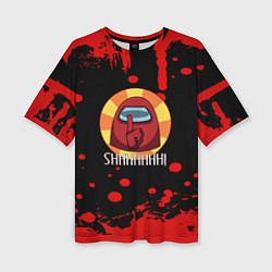 Футболка оверсайз женская Amomg us краски, цвет: 3D-принт