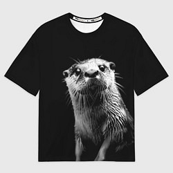 Футболка оверсайз женская Выдра любопытная, цвет: 3D-принт