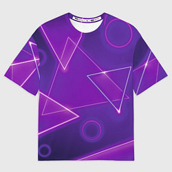 Футболка оверсайз женская Неоновые треугольники - геометрический паттерн, цвет: 3D-принт