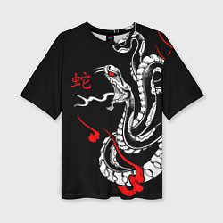 Футболка оверсайз женская Иллюстрация змеи в японском стиле, цвет: 3D-принт