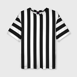 Футболка оверсайз женская Вертикальные черно белые полосы, цвет: 3D-принт