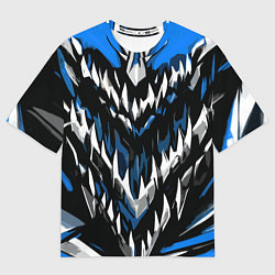Футболка оверсайз женская Абстрактные бело-синие шипы, цвет: 3D-принт