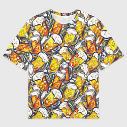 Футболка оверсайз женская Граффити пиво пенное, цвет: 3D-принт