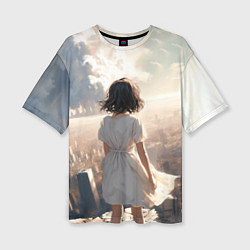 Футболка оверсайз женская Аниме девушка в белом платье, цвет: 3D-принт