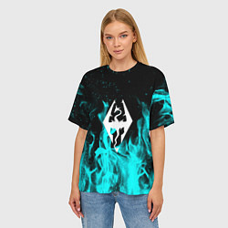 Футболка оверсайз женская The elder scrolls neon flame, цвет: 3D-принт — фото 2