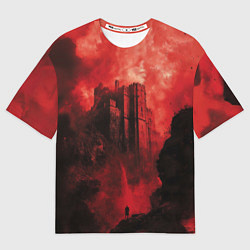 Женская футболка оверсайз Путник под багровым замком