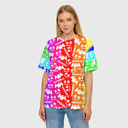 Футболка оверсайз женская Marshmello rainbow, цвет: 3D-принт — фото 2