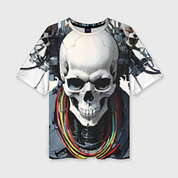 Футболка оверсайз женская Cool cyber skull - ai art fantasy, цвет: 3D-принт