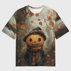 Женская футболка оверсайз Милый тыквенный Джек