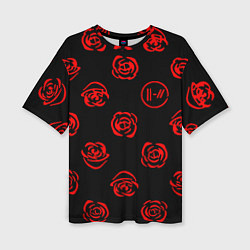 Женская футболка оверсайз Twenty one pilots rose pattern