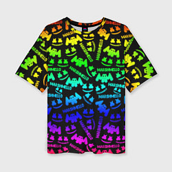 Женская футболка оверсайз Marshmello neon steel pattern