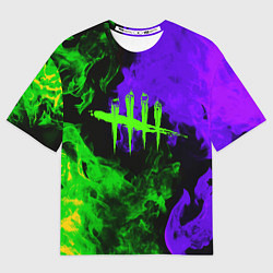 Женская футболка оверсайз Dead by daylight neon flame