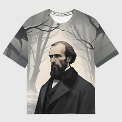 Женская футболка оверсайз Достоевский зимняя аллея