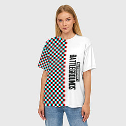 Футболка оверсайз женская PUBG глитч клетка, цвет: 3D-принт — фото 2