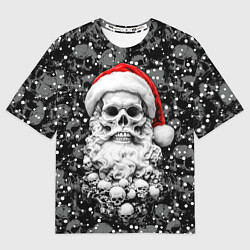 Футболка оверсайз женская Санта Клаус борода с черепами, цвет: 3D-принт