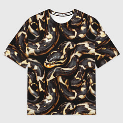 Футболка оверсайз женская Змея черно-белая, цвет: 3D-принт
