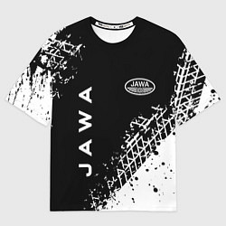 Футболка оверсайз женская Jawa - следы от шин, цвет: 3D-принт