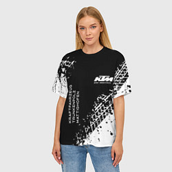 Футболка оверсайз женская KTM - следы от шин, цвет: 3D-принт — фото 2