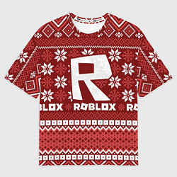 Женская футболка оверсайз Новогодний свитер ugly Roblox