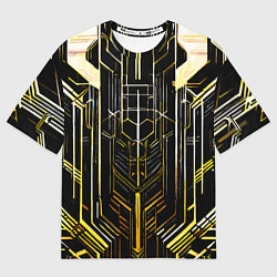 Футболка оверсайз женская Gold lines on a black background, цвет: 3D-принт