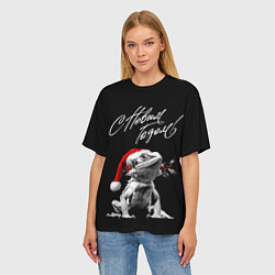 Футболка оверсайз женская Бородатый дракон в Новый год, цвет: 3D-принт — фото 2