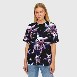 Футболка оверсайз женская Паттерн из покемон скелетиков, цвет: 3D-принт — фото 2