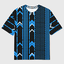 Футболка оверсайз женская Синие обои на чёрном фоне, цвет: 3D-принт