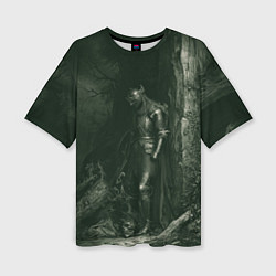 Женская футболка оверсайз Уставший воин после битвы