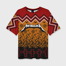 Футболка оверсайз женская Metallica christmas ugly sweater, цвет: 3D-принт