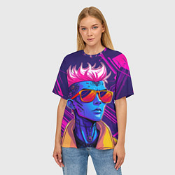 Футболка оверсайз женская Неоновый панк, цвет: 3D-принт — фото 2