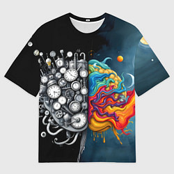 Футболка оверсайз женская Креативный мозг, цвет: 3D-принт