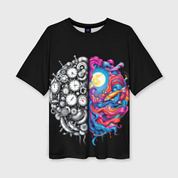 Женская футболка оверсайз Правое и левое полушарие