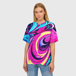 Футболка оверсайз женская Сине-розовый узор, цвет: 3D-принт — фото 2