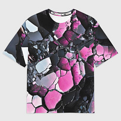 Женская футболка оверсайз Чёрно-розовый камень