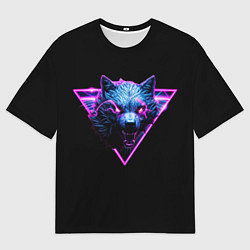 Футболка оверсайз женская Волк в неоне, цвет: 3D-принт