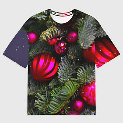 Женская футболка оверсайз Новогоднее украшение ёлки