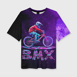 Футболка оверсайз женская BMXер в космосе, цвет: 3D-принт