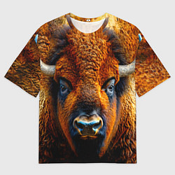 Женская футболка оверсайз Голова бизона