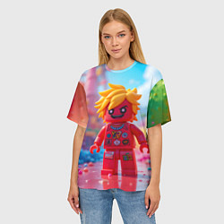 Футболка оверсайз женская Роблокс с желтыми волосами, цвет: 3D-принт — фото 2