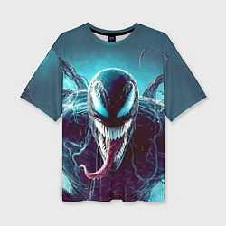 Женская футболка оверсайз Свирепый Веном - неоновое свечение