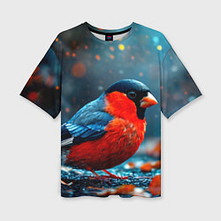 Футболка оверсайз женская Обыкновенный снегирь, цвет: 3D-принт