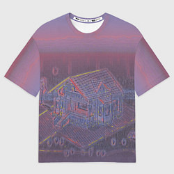 Женская футболка оверсайз Домик в лесу