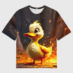 Женская футболка оверсайз Утенок в огне