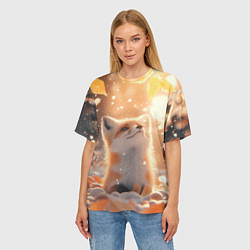 Футболка оверсайз женская Лисица поздней осенью, цвет: 3D-принт — фото 2