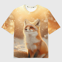 Футболка оверсайз женская Лисица в снежном лесу, цвет: 3D-принт