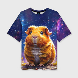 Женская футболка оверсайз Морская свинка в космосе