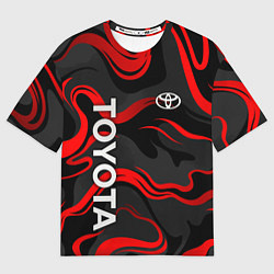 Футболка оверсайз женская Toyota - красные языки пламени, цвет: 3D-принт