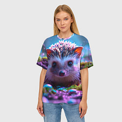 Футболка оверсайз женская Ёжики в сказаочном лесу, цвет: 3D-принт — фото 2