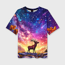 Женская футболка оверсайз Лось и звездное небо