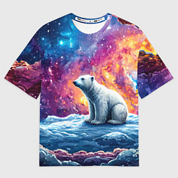 Женская футболка оверсайз Белый медведь и звездное небо